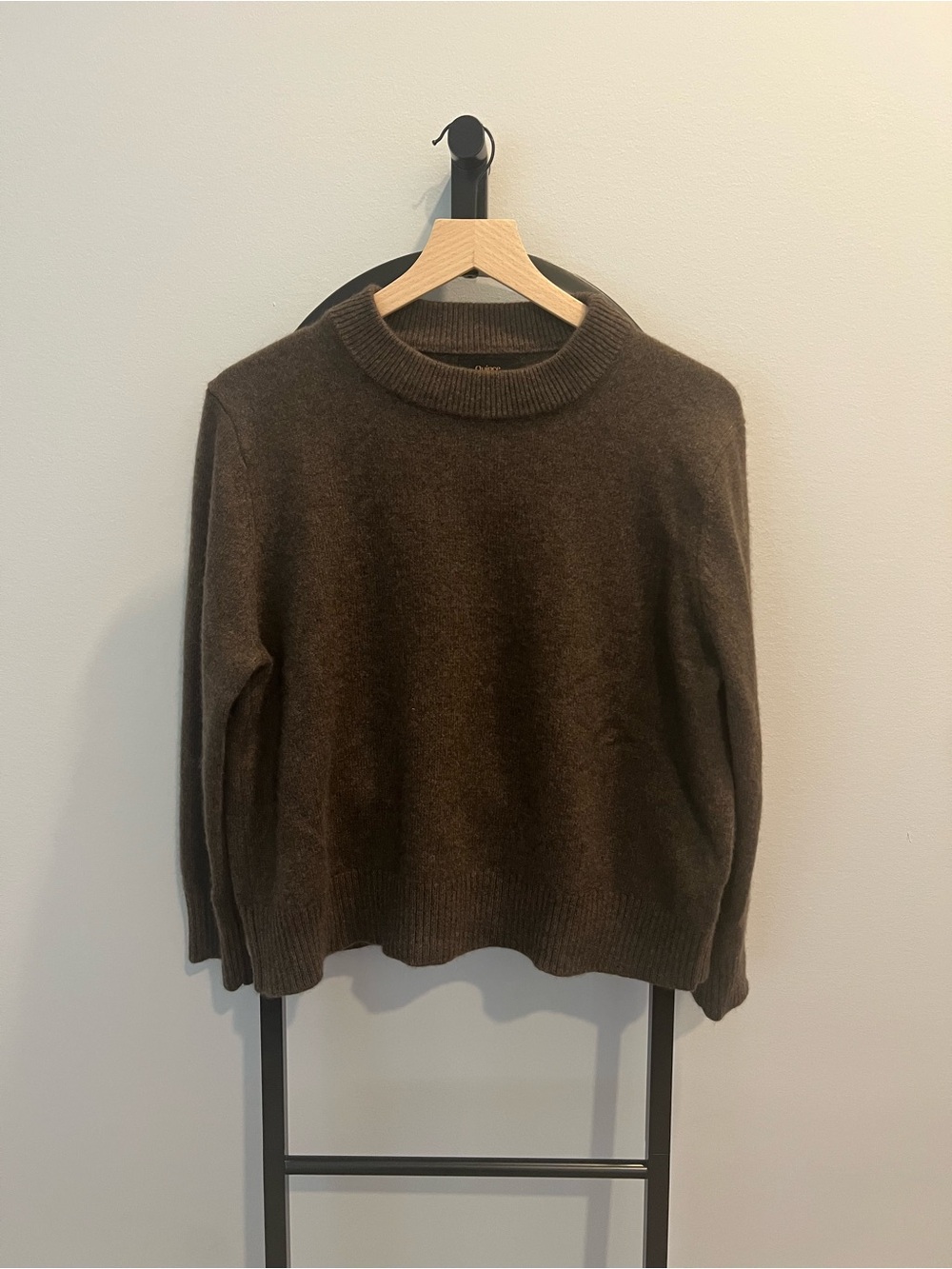 Quince Mongolian Cashmere Oversized Crewneck Sweater Brown S